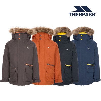 Trespass Jungen wasserdichte Jacke winddicht Kapuze Schule Freizeit Mantel optimistisch