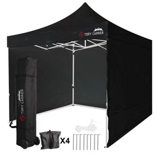 Black Canopy 10x10 Pop Up Commercial Canopy Tent with 4 Side Walls Instant Shade