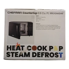 Chefman 0.9 cuft 900W Countertop Microwave Oven, 6 Preset Functions, RJ55-9-V2