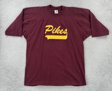 VTG Signature Sportswear Mens XXL Maroon Red T Shirt Embroidered PIKES USA Made