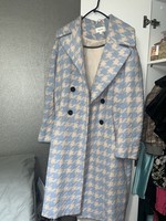 ASOS Checkered Blue And Pink Midi Coat Jacket 