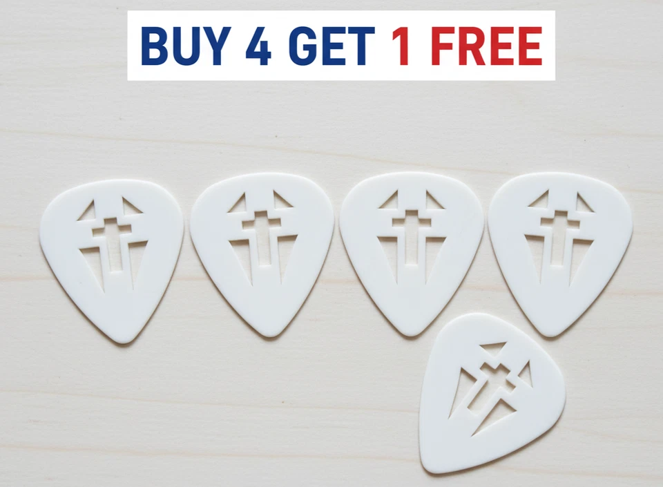 Elite Grip 吉他挑选尼龙白色十字镂空 (5 件 - 购买 4 免费获得 1 !) — 第 3/4 张图片