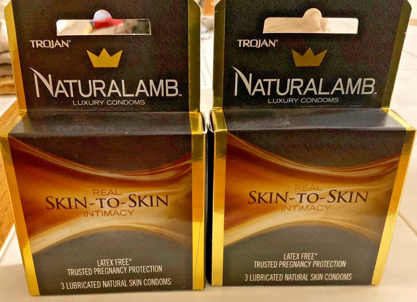 Lot of 4 Trojan Naturalamb Luxury Latex-Free Condom - (4) 3 Count Boxes