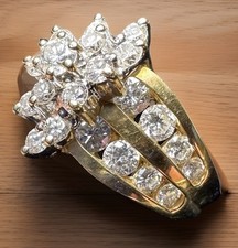 Women s Round Diamond Long Cluster Floral 18k...