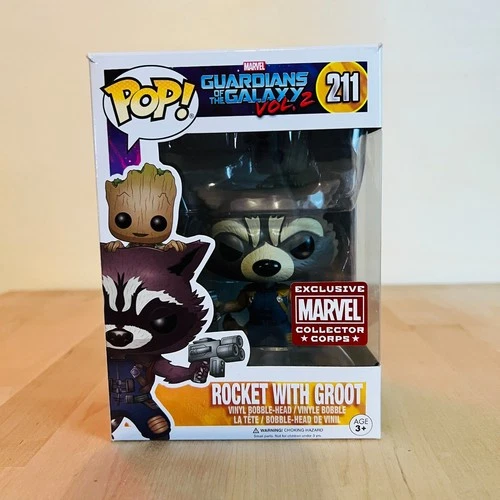 New MARVEL COLLECTOR CORPS EXCLUSIVE - ROCKET WITH GROOT Funko Pop (#211)