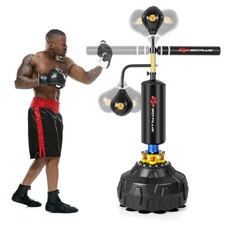 4-in-1 Fillable Boxing Speed Trainer w/ Spinning Bar & Boxing Bag & Speed Balls