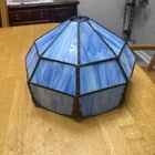Vtg.Lamp Shade Tiffany Style, Blue Marble Design Slag Glass Large 42.5” Diameter