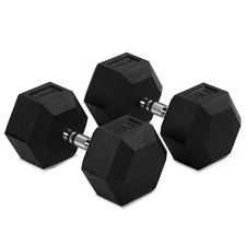 Titan Fitness 80 LB Pair Free Weights, Black Rubber Coated Hex Dumbbell