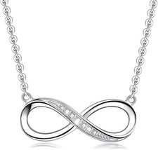 Infinity Pendant Necklace for Women, 925 Sterling Silver Love Heart Necklace Fin