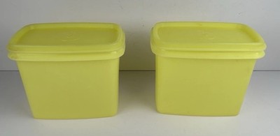 Tupperware 1234-4 Yellow Storage Container With Lid Lot Of 2