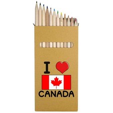 12 x 'I Love Canada' Long 178mm Coloured Pencils / Pencil Set PE00038215 