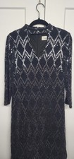 Eliza J Black/Silver Sequin Chevron V-Neck 3/4 Sleeve Sheath Dress 2