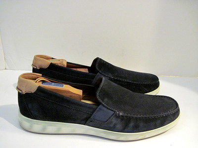 Ecco Men's S-Lite Navy Nubuck Leather Slip On Shoes Size 46 Excellent!