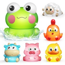 6 Packs Light Up Bath Toys for Kids Ages 1-3, Farm Animals Bathtub Toys for T...