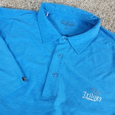 Straight Down Mens Large Solid Blue Performance Stretch Polo Short Sleeve