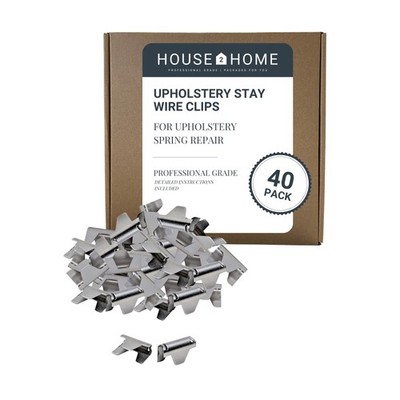 House2Home 40 Pack Upholstery Stay Wire Clips for Sofa, 40 Count, Silver 