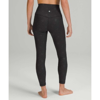 LULULEMON Align High-Rise Pant 25'' Yogo Emboss Black Sz 4 $118 {VV20}