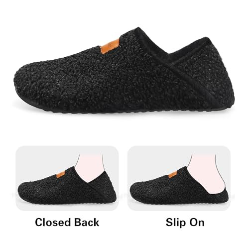 House Slippers for Women Men Indoor Barefoot Men Black