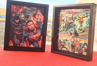 DC Comics 2er Set Wandrahmen - 3D Hologramm Effekt - Vintage Geek Deko