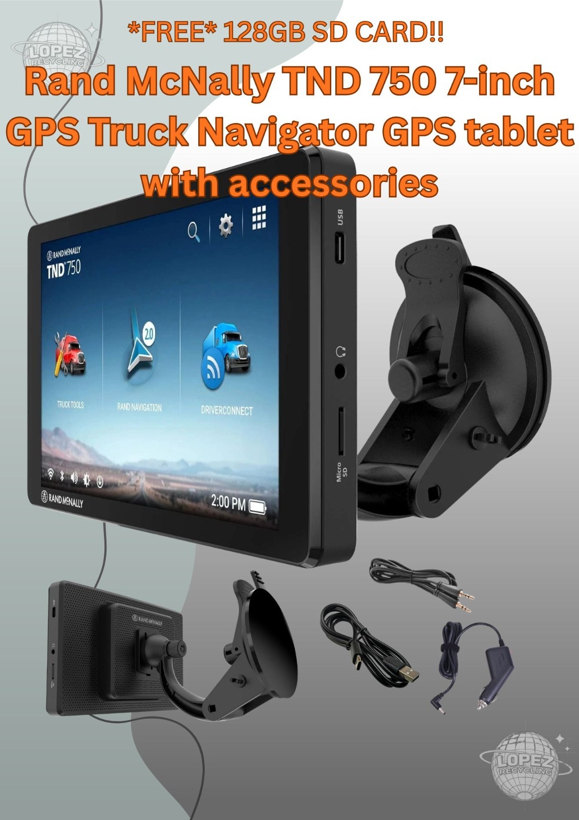 Rand McNally TND 750 7-inch GPS Truck Navigator GPS tablet with accessories