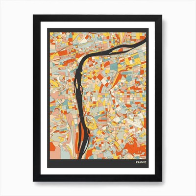 Prague Czech Republic Map Art Print Framed Wall Art Poster Canvas Print Picture