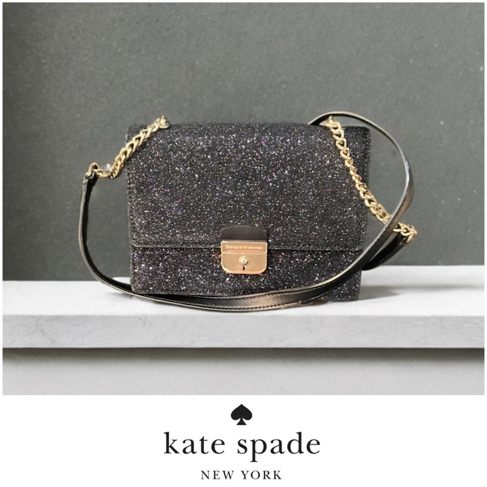 NWOT KATE SPADE NEW YORK Sunset Lane Eden Glitter Crossbody Purse Black $298