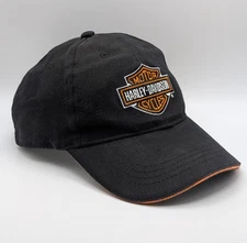 Harley-Davidson Motorcycles Hat Strap Back Cap Classic Black Orange Logo Chopper