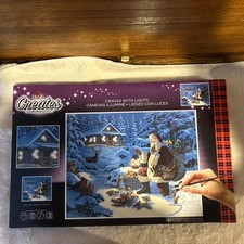Plaid Creates Luminosity Paint by Number Kit 22065 CHRISTMAS SANTA/ANIMALS 14x11