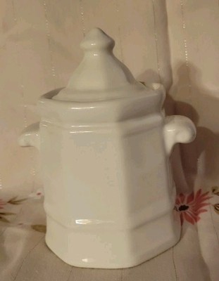 Vintage Pfaltzgraff 2 pc White Heritage Sugar Bowl Trinket Box Knick Knack T5