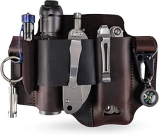 ST1 Leather Multitool Sheath - EDC Belt Organizer for Leatherman Tools, Flashlig