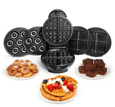 3 in 1 Waffle Maker - VonShef Brownie & Doughnut Maker with Removable Plates