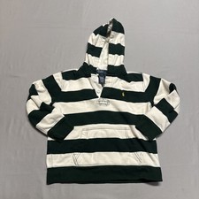 Polo Ralph Lauren Kids Hoodie Green Stripe Pullover Sweatshirt US Sz 7