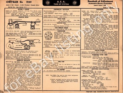 Chrysler Six Royal Windsor 1949 Tune-Up System Wiring Diagram Spec Manual