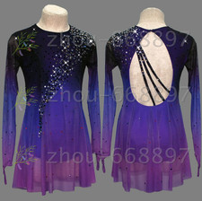 Professional ice figure skating competition dress custom black dyeing handmade