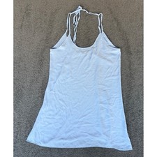 John Galt Light Blue Rayon Halter Tie Mini Dress One Size Cami Low Back USA Made