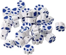 New 100Pcs/Lot Animal Paw Shape Polymer Clay Spacer Beads - Color Blue DIY Je...