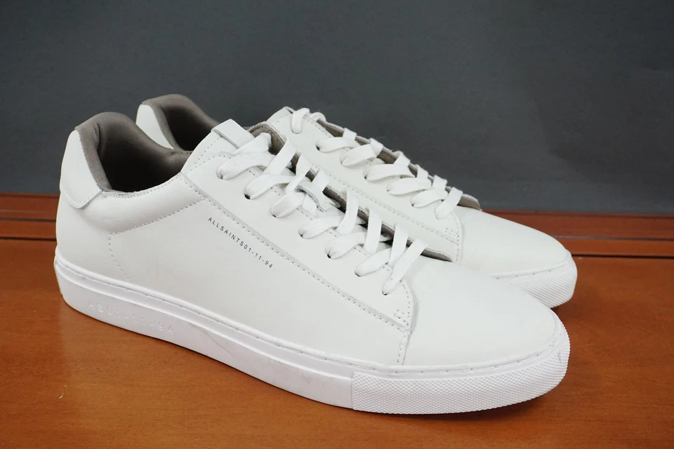 AllSaints Klip Low Top Shoes Mens 10 White Leather Lace Up Minimalist Casual - Image 3 of 4