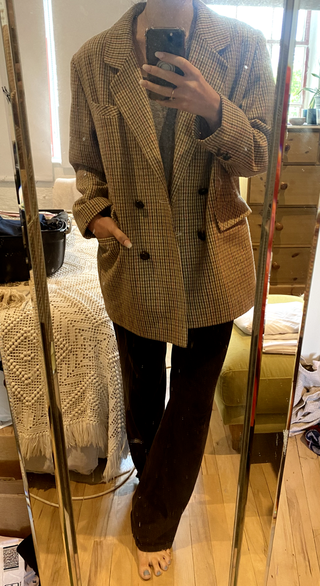 Vintage C&A Beige Tweed Blazer Jacket women/men/unisex