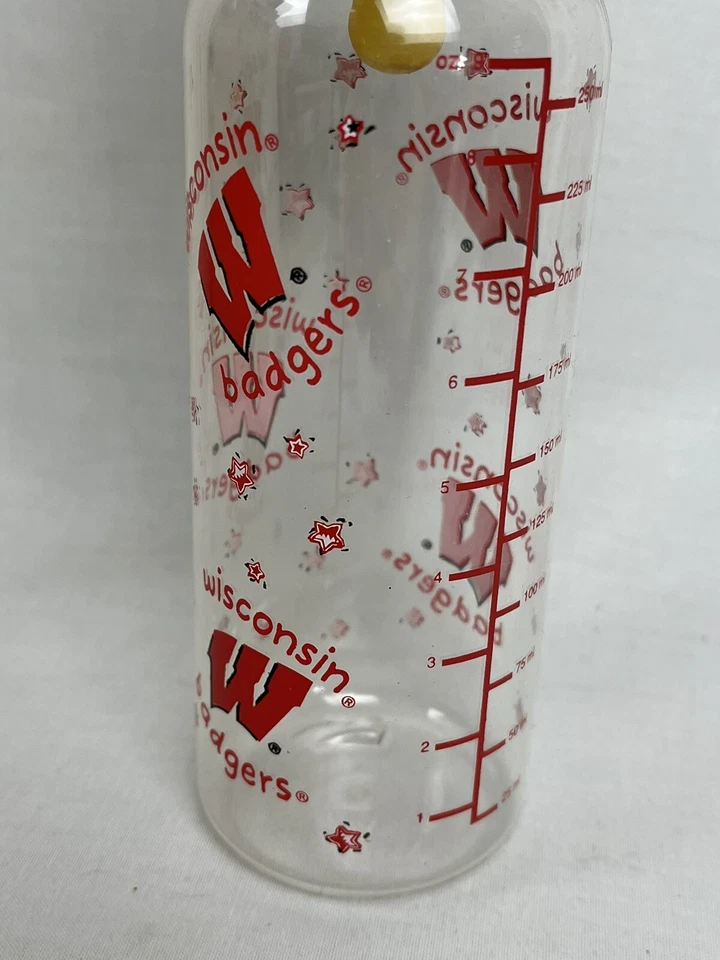 Wisconsin Badgers 8 oz De Colección Biberón Producto con Licencia Colegial Pezón de Látex Foto 3 de 4