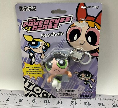 VTG Powerpuff Girls Buttercup Keychain 2000 Cartoon Network Squeezable