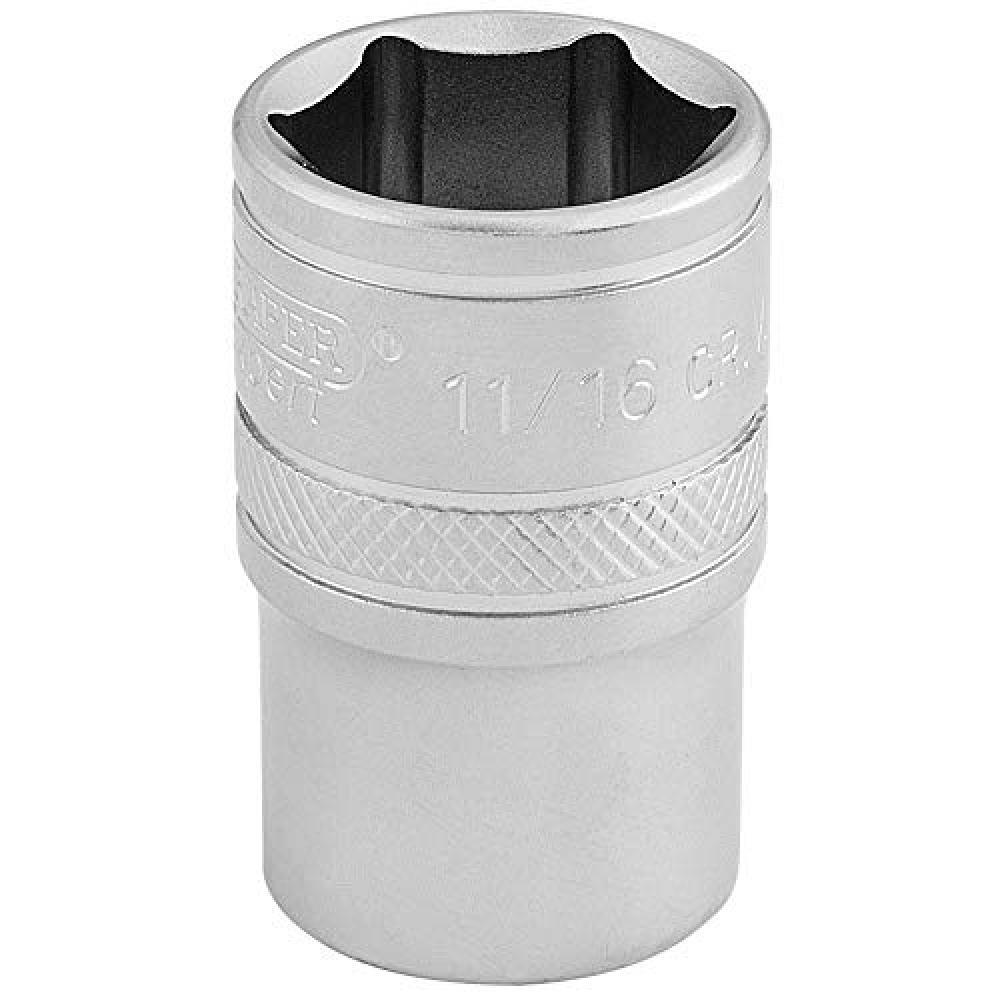 (TG. 11/16 and 1/2-Inch) Draper h-af/MS Square Drive 6 Point Imperial socket, bl