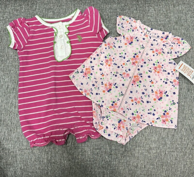 Bundle of 2 Baby Girls Romper US Polo 3/6M - Just One You by Carter 3M