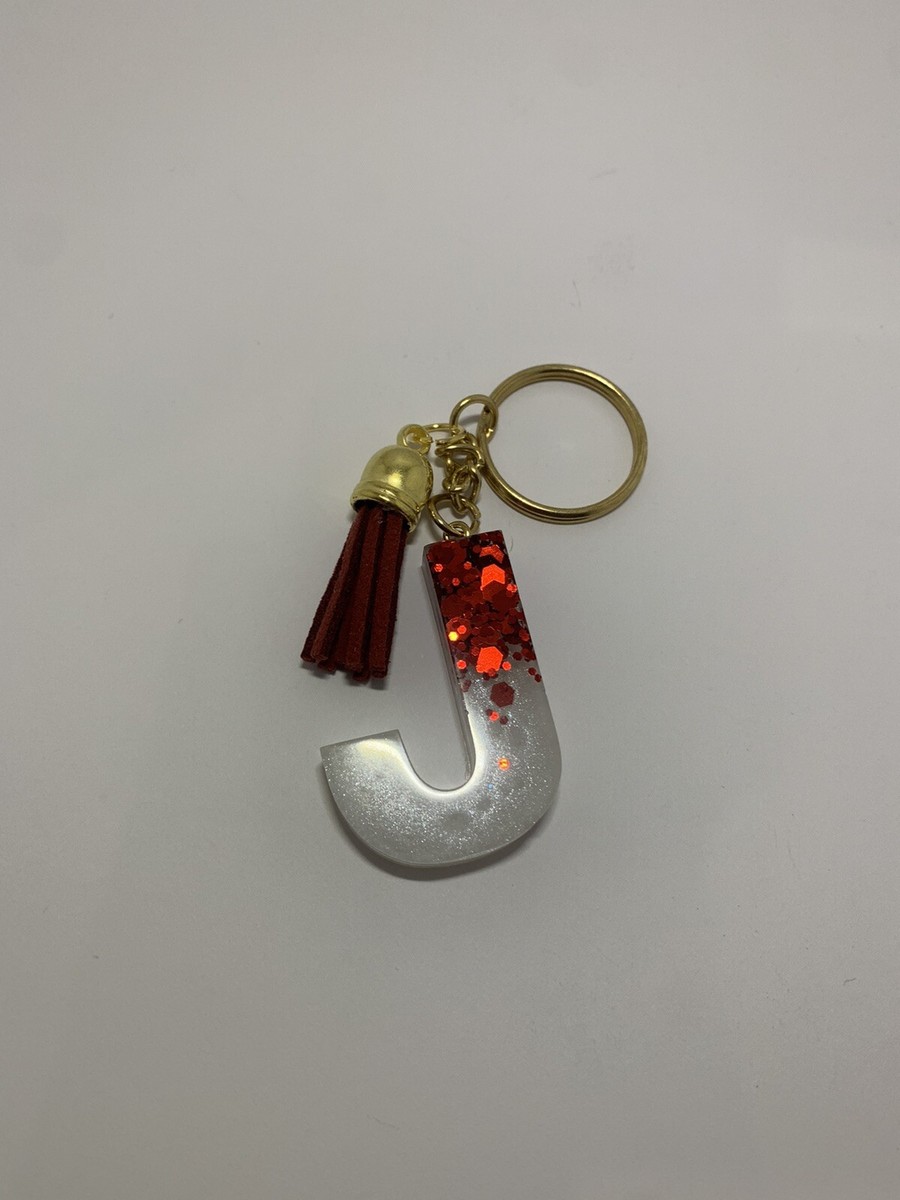 Letter J Handmade Resin Epoxy Keychain *NEW*