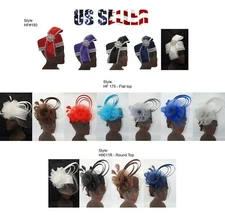 Church Hat Women's Pillbox Dress Hat Satin Overhead Veil Rose Shaped Feather