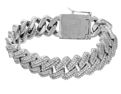 Vvs Diamond Cuban Link Bracelet 18mm Baguette VVS Real