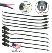 10pcs DC Power Plug cable 2.5x0.7 mm Female/Male Plug to Pigtail Cable Adapter