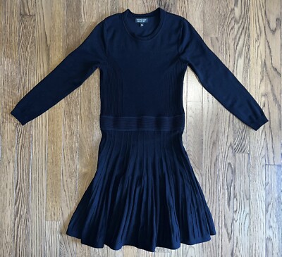 green emerald velvet dress Mixed Media Fit and Flare Sweater Dress  English Factory