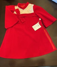AO DAI FOR GIRLS 5-6 T YEARS RED SPARKLE WHITE