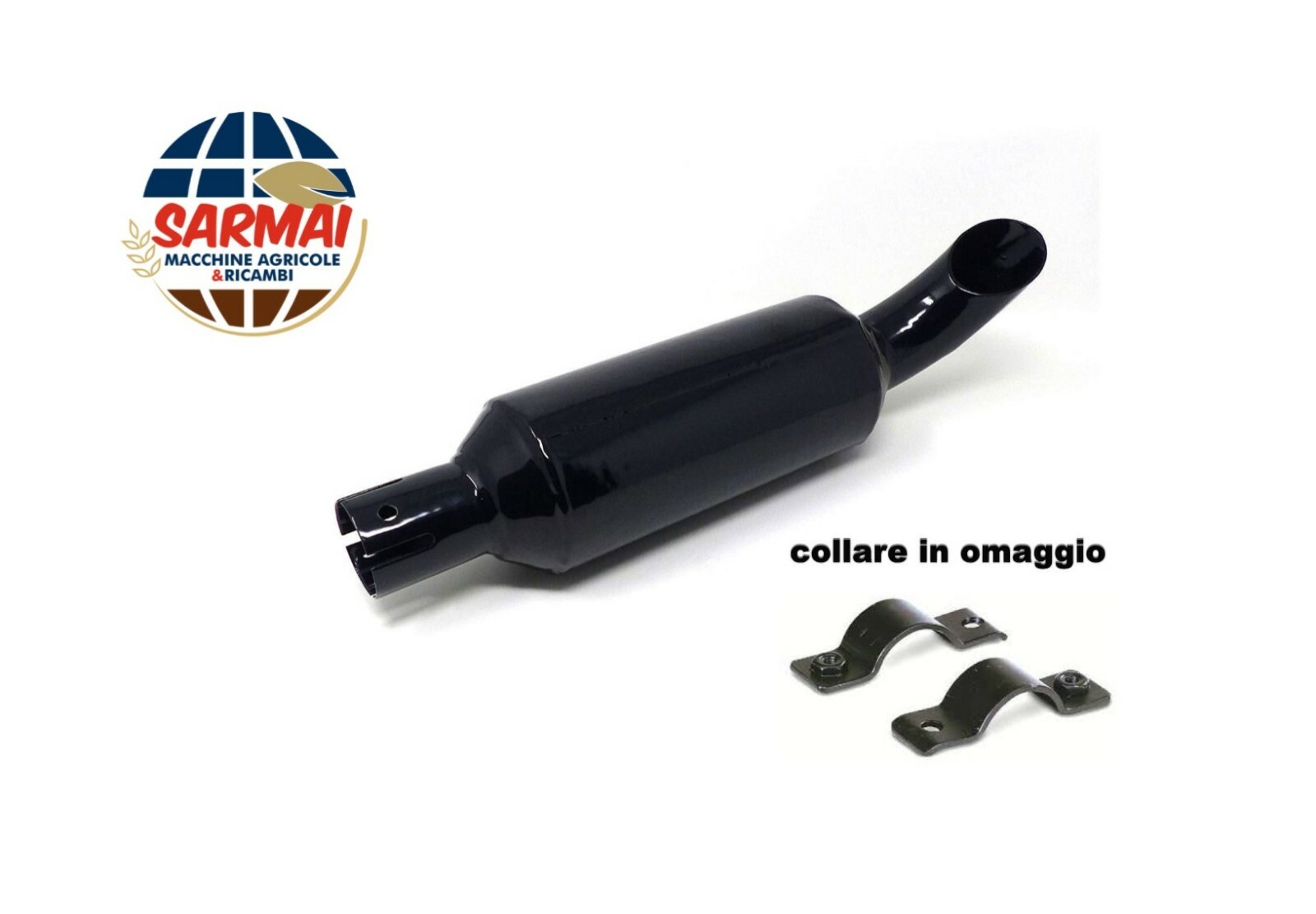 MARMITTA SILENZIATORE TRATTORE TRATTORI VIGNETO ATTACCO Ø 46 L=415 MM + COLLARE