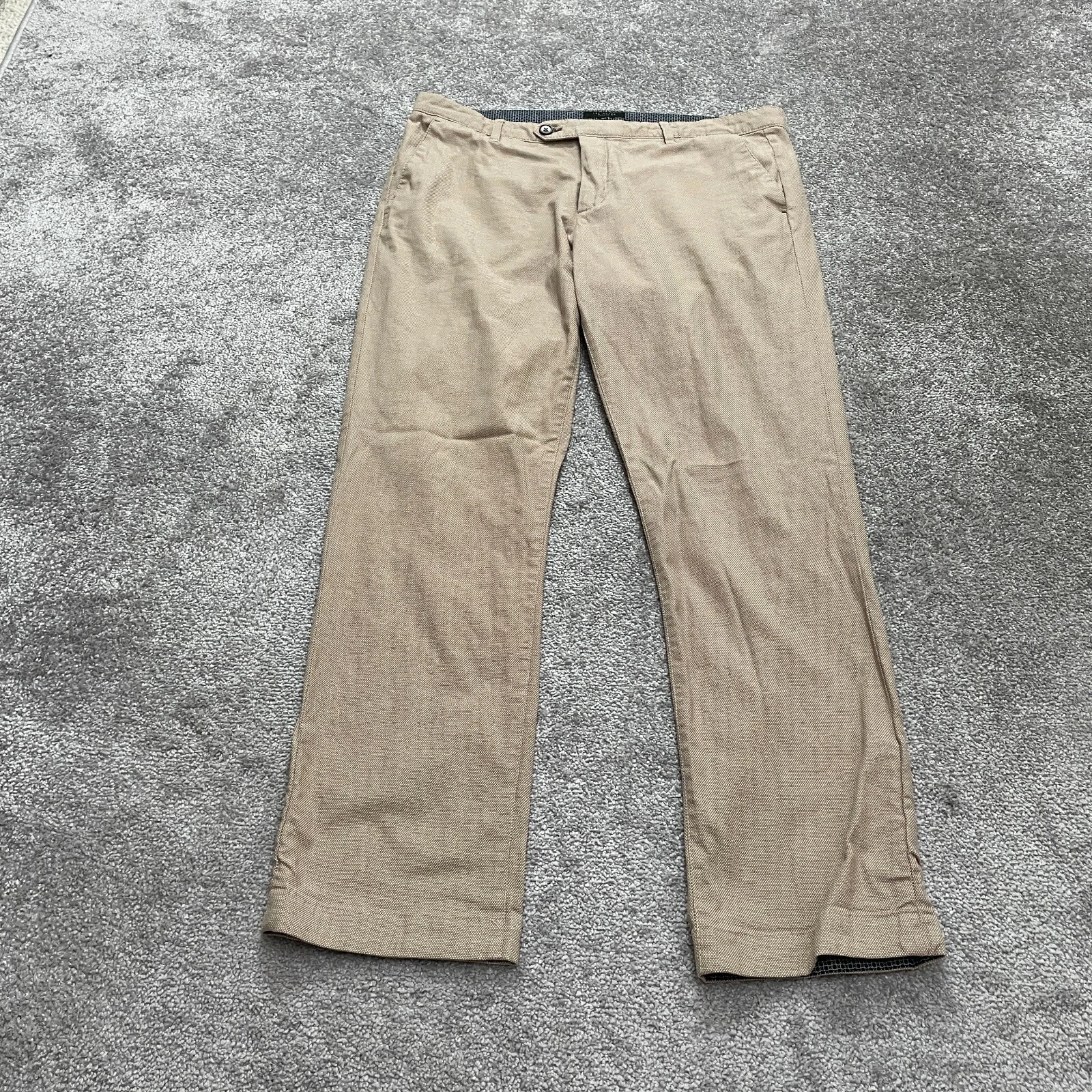 Ted Baker Dress Pants Mens 36R Light Brown Straight Leg Cotton Straight 37x31